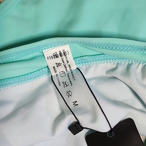 Aqua Eve Blue One Piece Halter Plunge V Neck Swimsuit Womens Size Medium NWT - Picture 8 of 12